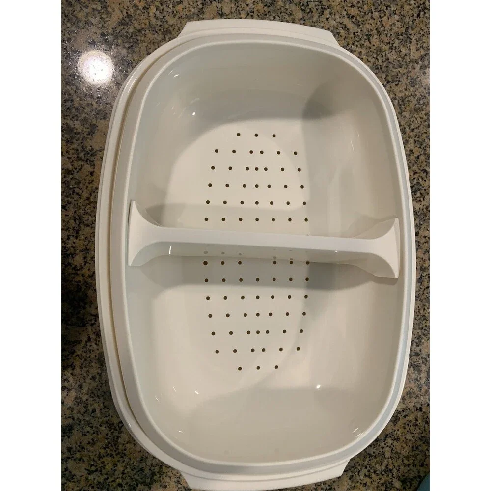 Tupperware Steamer Vintage 1273-3 Vegetable Rice Teal Turquoise Heart
